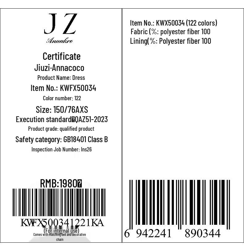 Juzza Annacoco 2025 Summer Seasalt Print Chiffon Waist Dress