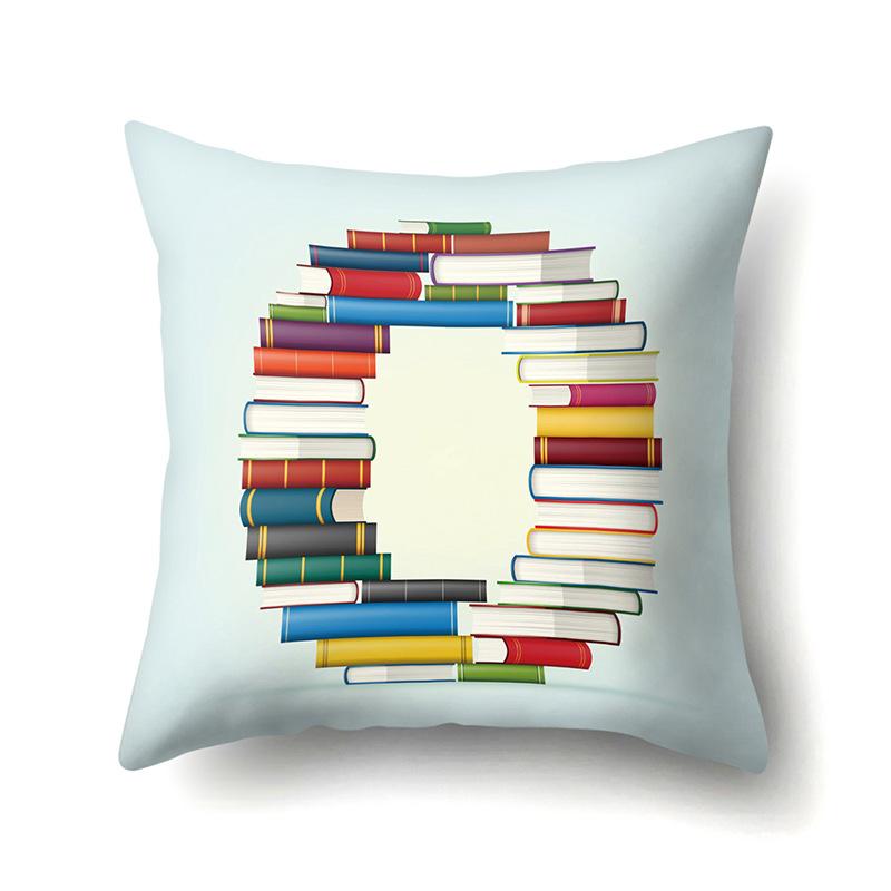 Polyester Pillowcase Car Decoration Home 26 English Letters Print Book Pillowcase