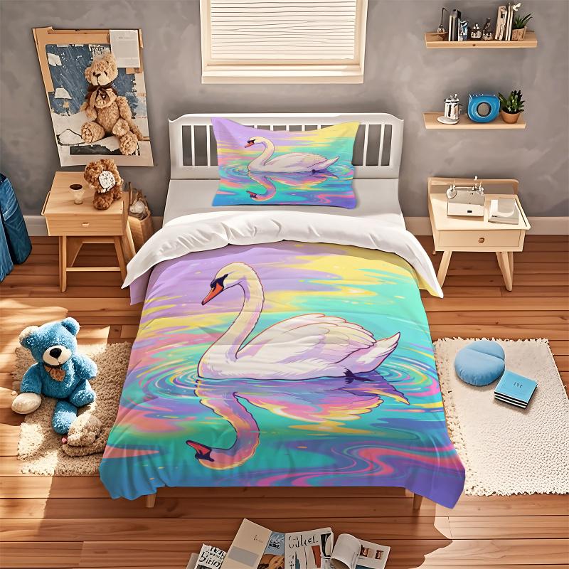 Rainbow Liquid Water Animal Print Duvet Cover Set Comforter Cover Bedding Set No Filler Vibrant Adult Bedroom Digital Decor