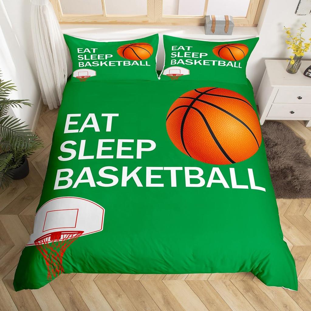 Basketball Duvet Cover Queen Blue Red Green Tie Dye Bedding Set Grunge Neon Sports Comforter Cover Neon Ball Game Quilt Cover