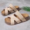 Thick Sole Platform Summer Slide Sandals - Chic Women's Casual Open Toe Shoes with Braided Detail, Cross-straps, Solid Colors, Woven Bag
