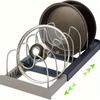 1 expandable pan and flat bottomed pan, lid and dish storage rack, adjustable partition stainless steel wire, kitchen cabinet storage room baking