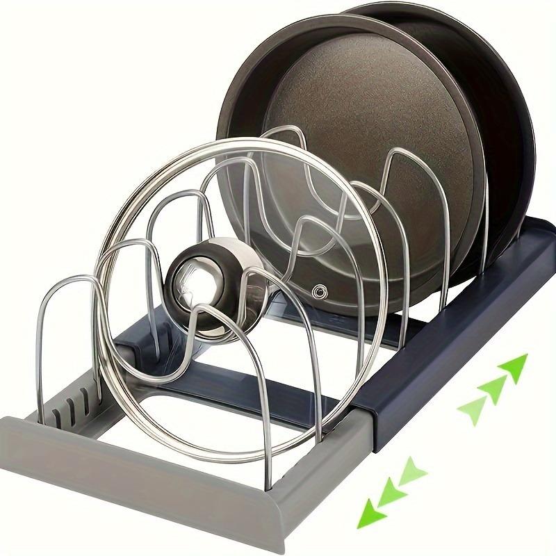1 expandable pan and flat bottomed pan, lid and dish storage rack, adjustable partition stainless steel wire, kitchen cabinet storage room baking