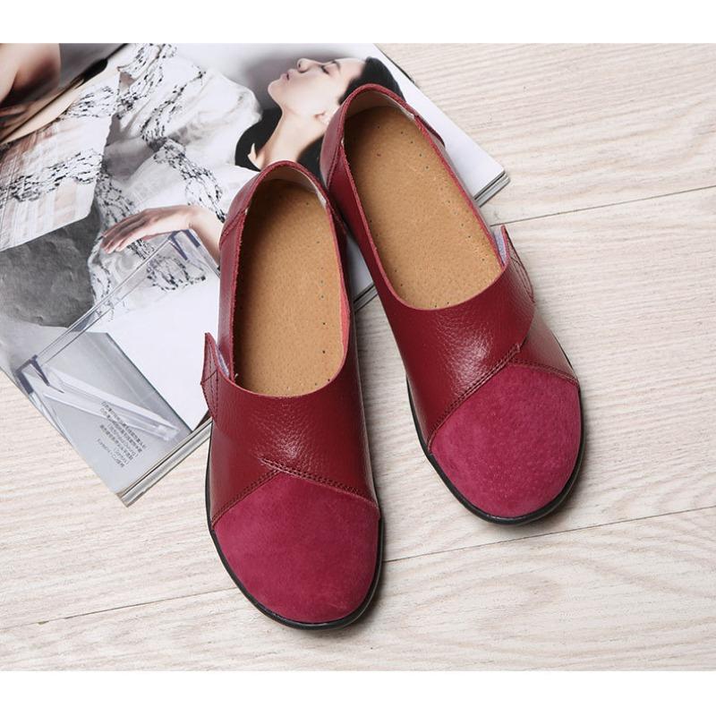Women's Shoes Casual Shoes Women's Singles Mom's Shoes Low Cut Comfortable Velcro Loafers Bean Shoes