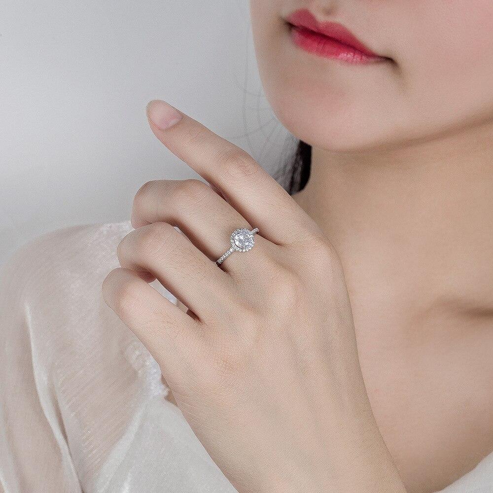 ANENJERY Anello nuziale rotondo a forma di cuore con zirconi da un carato scintillante per donna, anello aperto classico e delicato bague anillo