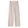 LangSha Women's High-Waist Fleece-Lined Straight-Leg Wool Blend Pants