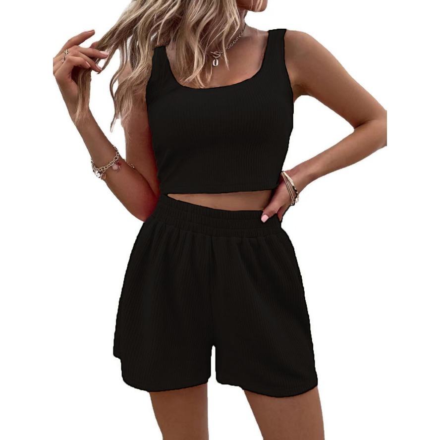 YYFS Women's Fashion Casual Summer Spring Solid Color Print Sleeveless U-Neck Trousers Pants Suits