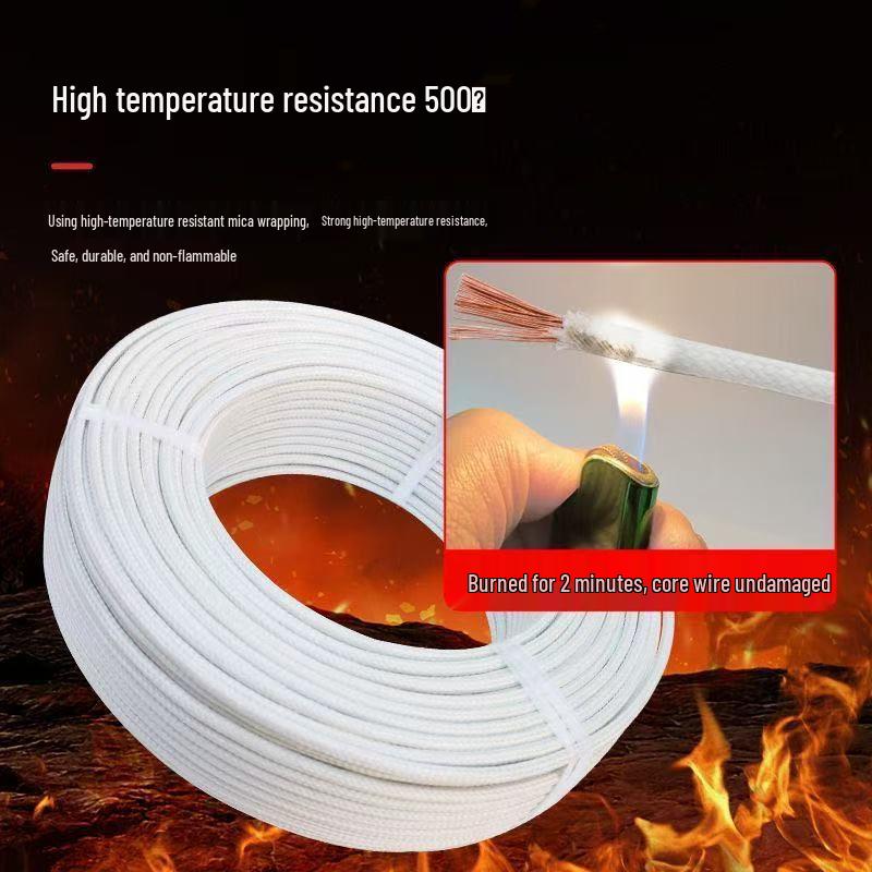 Mica 500° Fireproof Single Core Flame Retardant Electromagnetic Heating Wire - Available in 2/4/6/10 Sq. Options