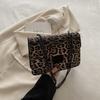 Small Square Handbag Tote Bag For Women Vintage Clutch Bag Leopard Pattern Crossbody Shoulder Bag Ladies Pu Leather Bag KTB
