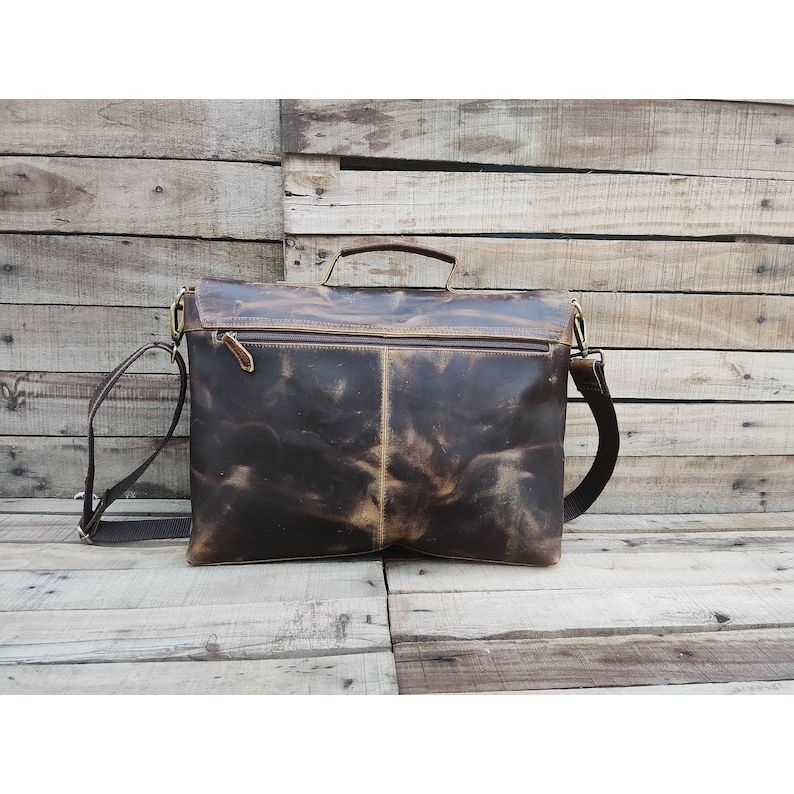 Sac Messenger En Cuir Vintage Pour Ordinateur Portable - Bandoulière, Couleur Marron - Neuf Sans étiquette