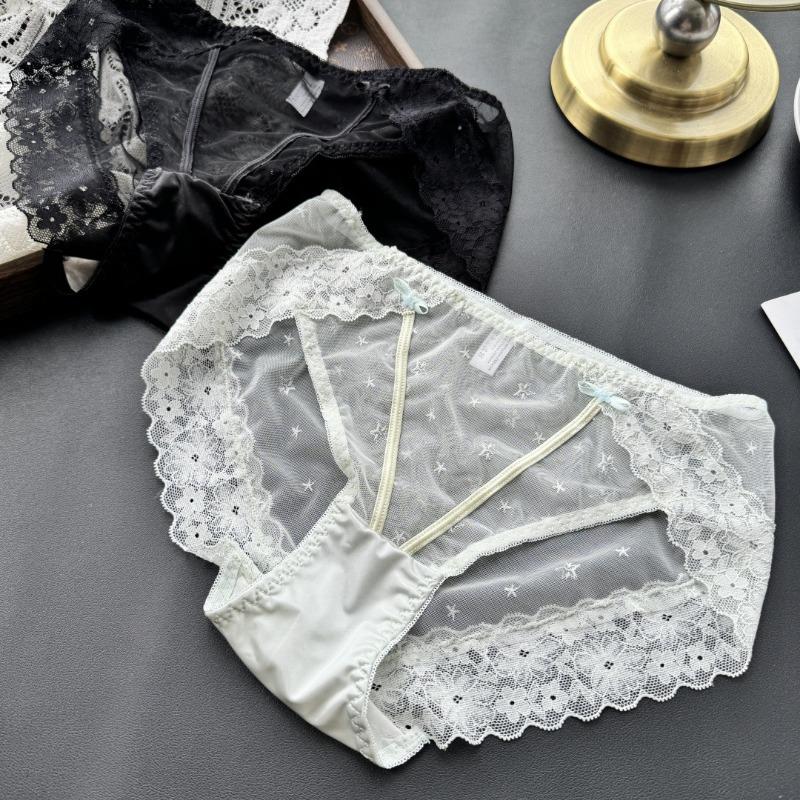 Ladies Spring and Summer Sexy High Slit Mesh Lace Panties