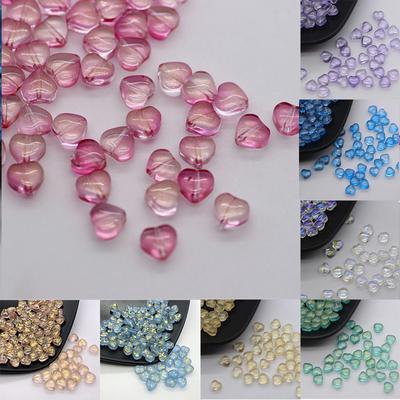 Handgefertigte lose Glasperlen in Herzform, mehrfarbig, für Schmuck und DIY-Accessoires