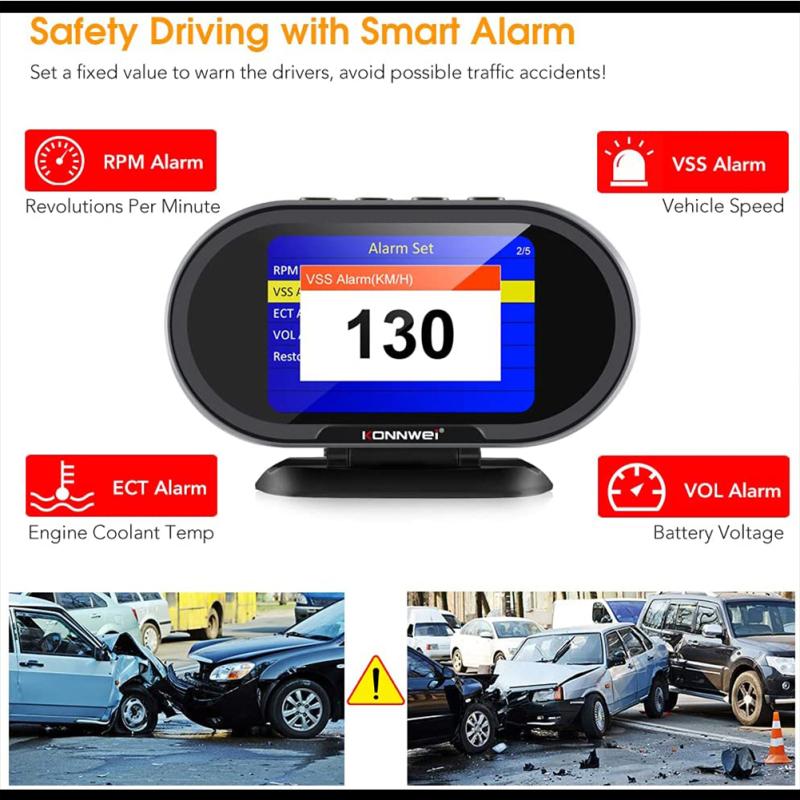 Hot,Kw206 Car Obd2 Hud Digital Meter Gauge All-in-one Automotive Trip Computer Intelligent Obd