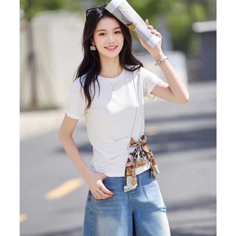 Women s Retro Print Tie-Up Short Sleeve T-Shirt S