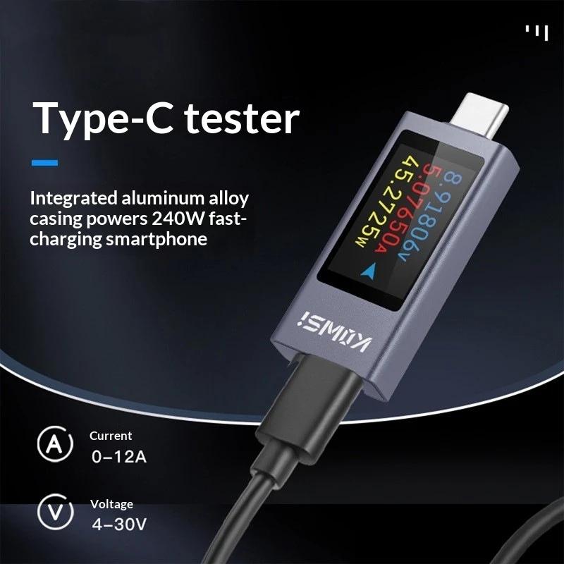 Typ-C Strom Spannung Kapazität Handy USB-Tester DC 4-30V 0-12A Leistungsmesser Tester PD Mobiler Stromerkennungs-Test