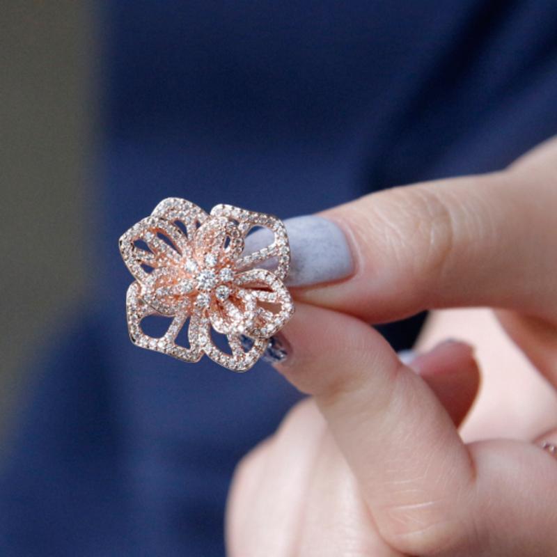 J.Lauren Gorgeous Big Flower Cubic Rosegold Ring R0617