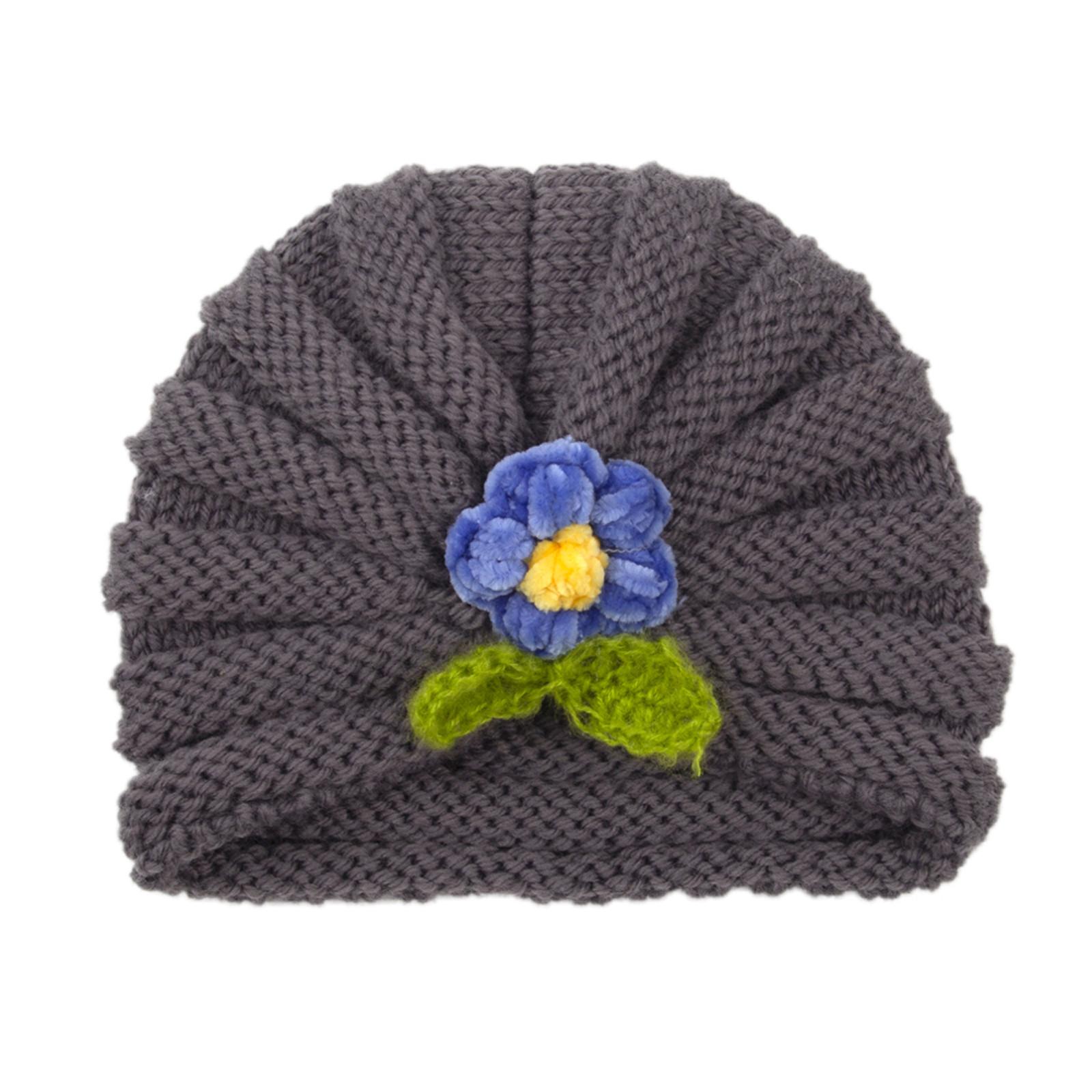 Children s Knitted Hat And Winter Warmth Flower Hat Infant Color Baby Hat One size