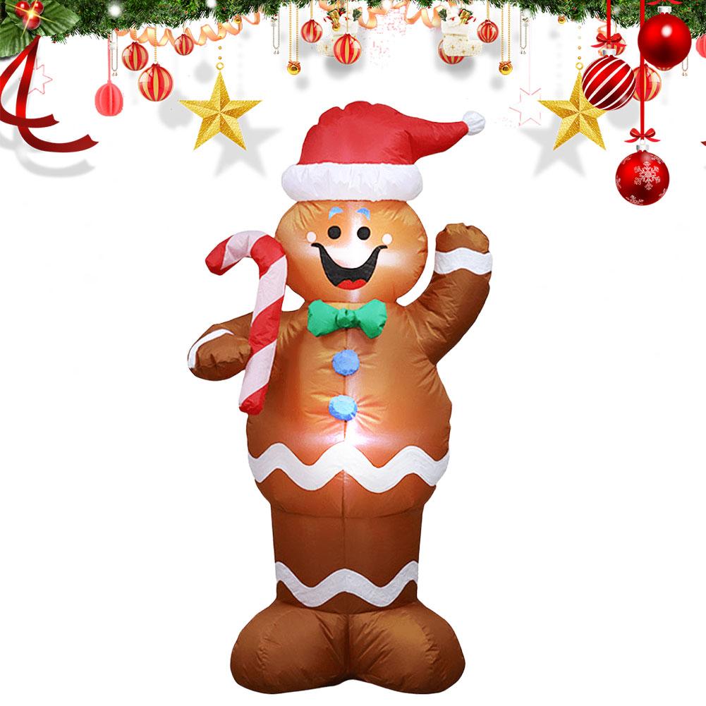 1.5m Inflatable Giant Gingerbread Man Model Gingerbread Man Ornament Decorative Gingerbread Man  for Christmas Garden Lawn