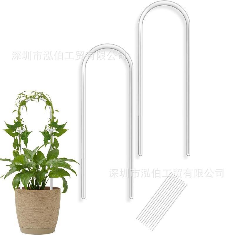 2pc Acrylic Plant Support U-Shaped Climbing Frame with Ties for Potted Plants Indoor Outdoor Garden Plant Climbing Aid