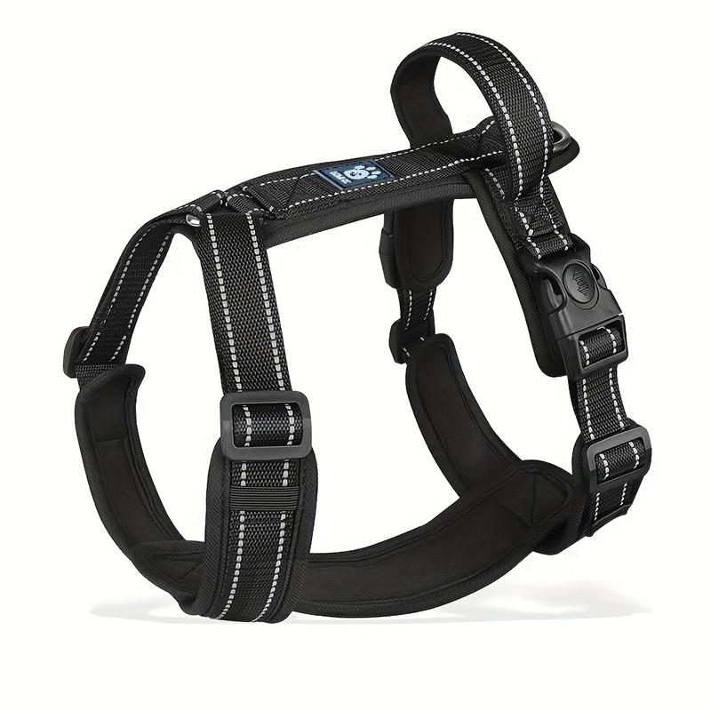 Y-Shaped Dog Harness with Adjustable Durable Nylon, Soft Padding, Metal Buckles and Leather Handle for Small, Medium, Large Dogs