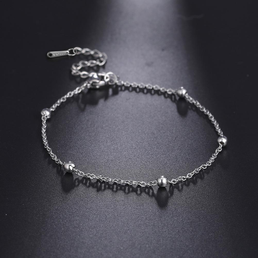 Stainless Steel Gold Chain Bracelet Heart Beaded Couple Bracelets Wrist Jewelry Gift for Women Men
