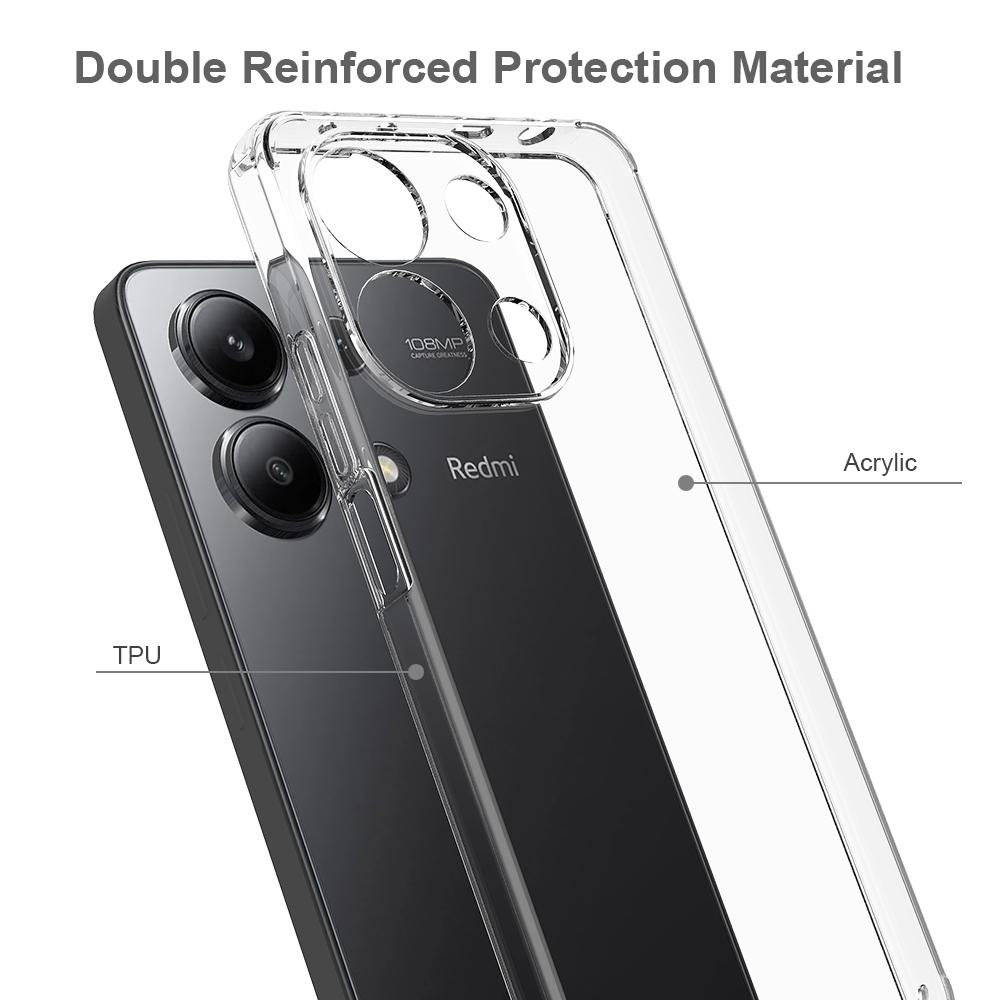 For Xiaomi Redmi Note 13 4G Case Scratch Resistant TPU+Acrylic Clear Phone Cover