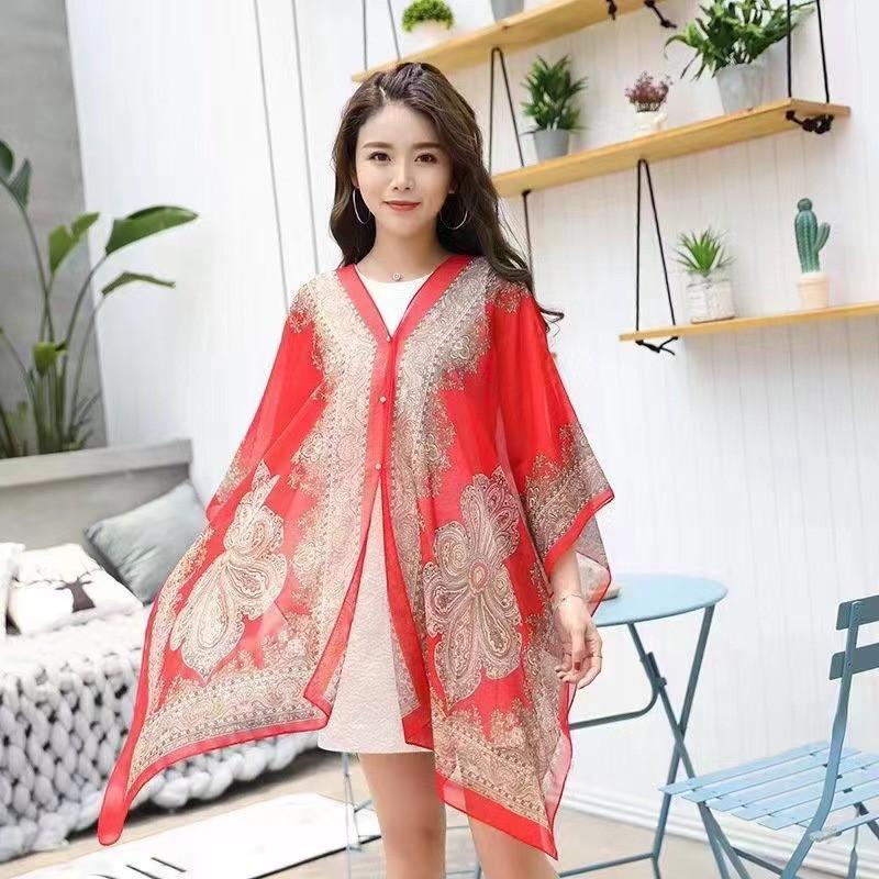 Womens Lightweight Floral Print Sun Protection Scarf Shawl Cycling Driving Beach UV Shield