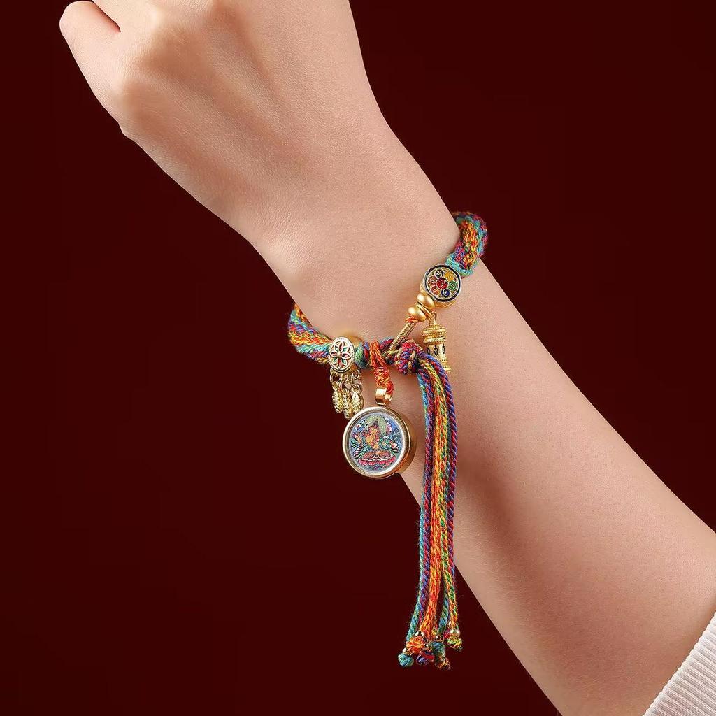Tibetan Zodiac Guardian Bracelet: Handmade Woven Buddha Hand Rope for Women
