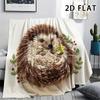 1Pc Watercolor Hedgehog Print Flannel Blanket,High quality Comfortable for All Seasons,Home Decor,Warmth and Comfort,Perfect for Christmas Gifts