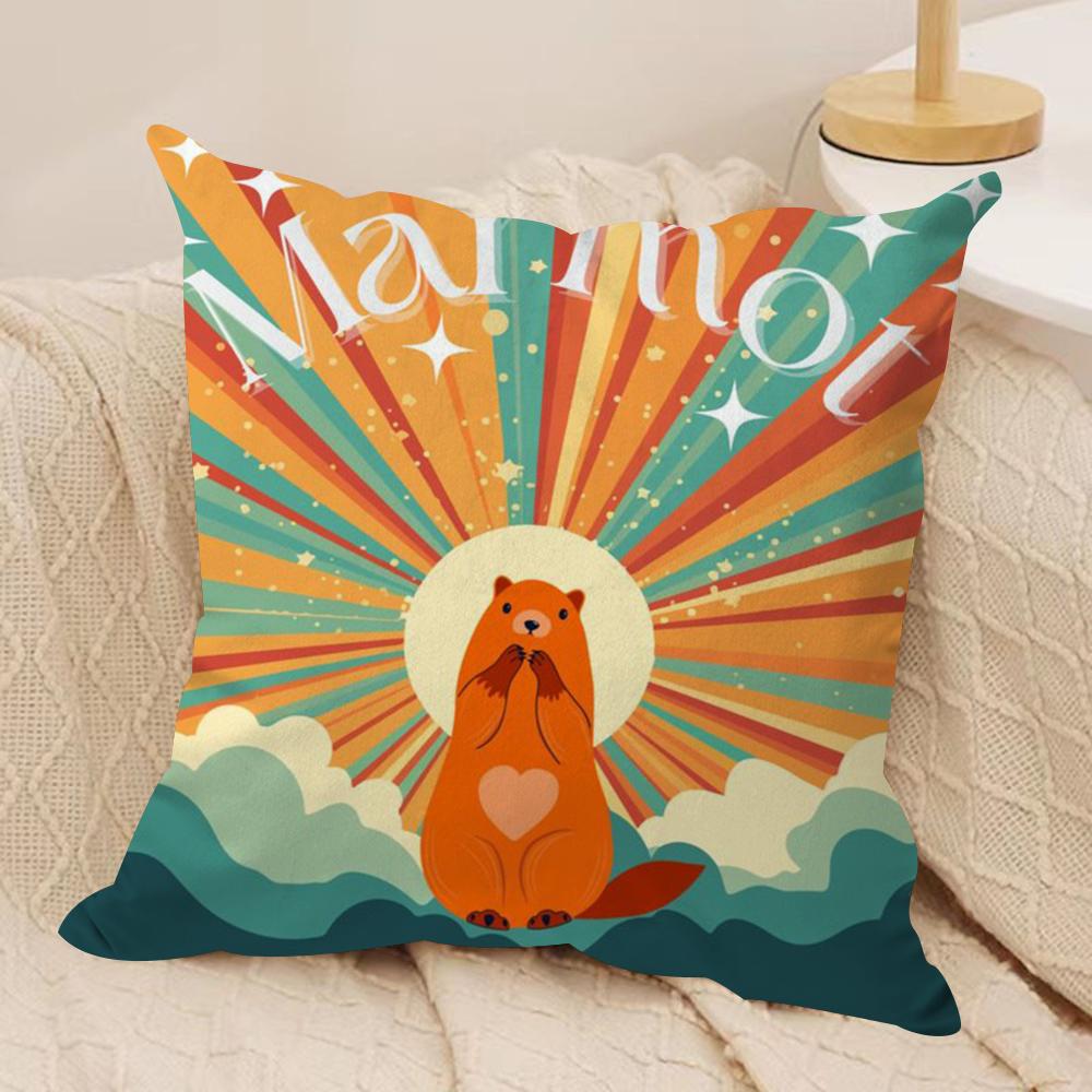 

Cute Design MMarmot Cushion Cover Soft Plush Fabric DoubleSided Printed Sofa Cushion Cover for All Seasons Home Decor Gift 30x30cm 12x12in