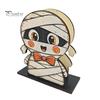 Cartoon Style Ornament Halloween Wooden Napkin Holder, Ghost Mummy Pumpkin Gothic Cute Table Decor Rustic Tabletop Tissue Dispenser for Farmhouse