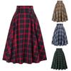 Jupe mi-longue à carreaux en laine pour femmes et filles, taille élastique, ligne a, décoration, Double boutonnage, mode automne et hiver