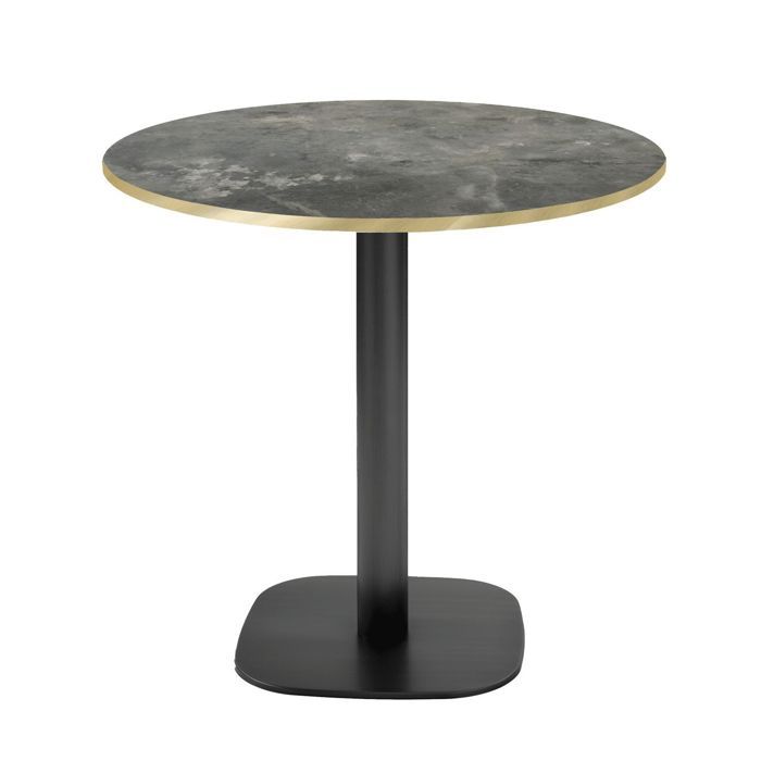 Table ronde Ø 70 cm - modèle Round pierre métallisée chants laiton
