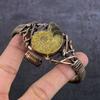 Natural Ammonite Fossil Gemstone Copper Wire Wrap Cuff Bangle Adjustable N9E39