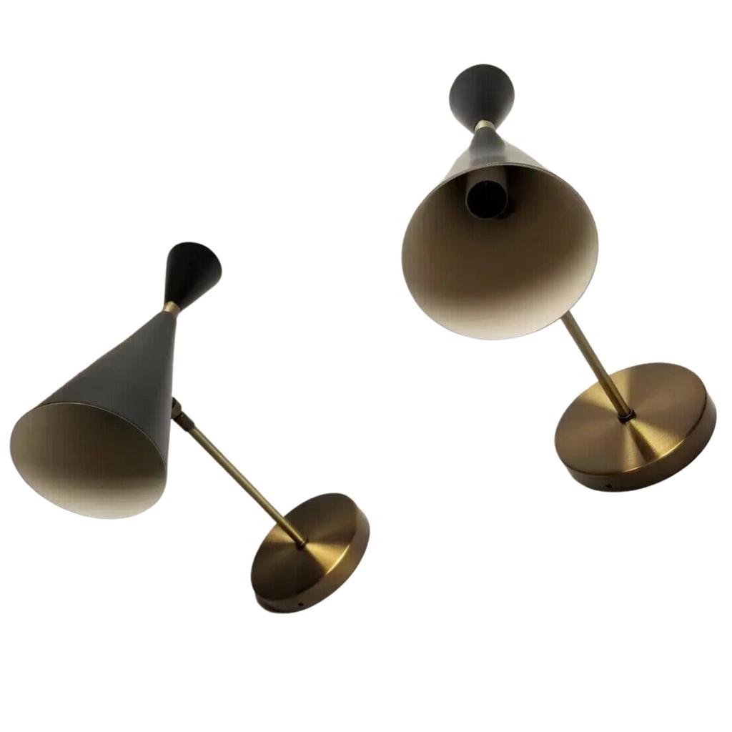 1950s Italian Modern Wall-Mount Reading Lamp in Bronze & Enamel Wall Scones