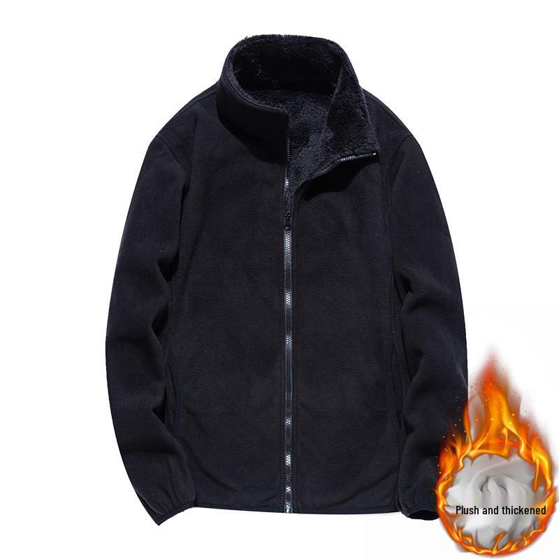 Men's Fleece Sherpa Hoodie Jacket - Double-sided, Thickened, Windproof for Autumn and Winter