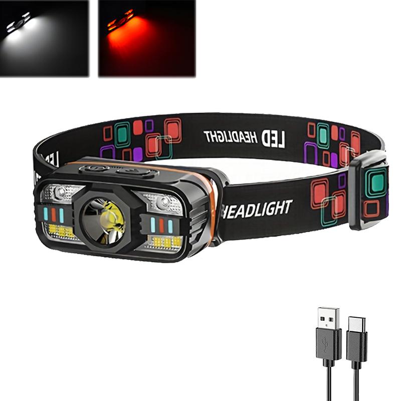 

6 Modes LED Headlight Handfress Motion Sensor Powerful Headlamp Head Lamp COB Flashlight Torch Head Light For Camping, Fishing