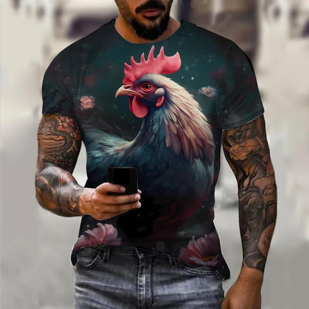 Tricou bărbați pentru bărbați Tricouri grafice cu cocoș cu animale imprimate 3D Topuri supradimensionate Tricouri cu mâneci scurte de stradă Îmbrăcăminte bărbătească de vară