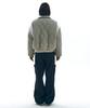Place Studio Oversized Quilted Contrast Collar Varsity Jacket Padded Jumper [Beige]