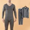 2 Pcs/Set Men Winter Thermal Underwear Long Johns Set Plus Size V Neck Slim Fit Elastic Fleece Keep Warm Thick Thermo Homewear Pajamas Bottoming Set
