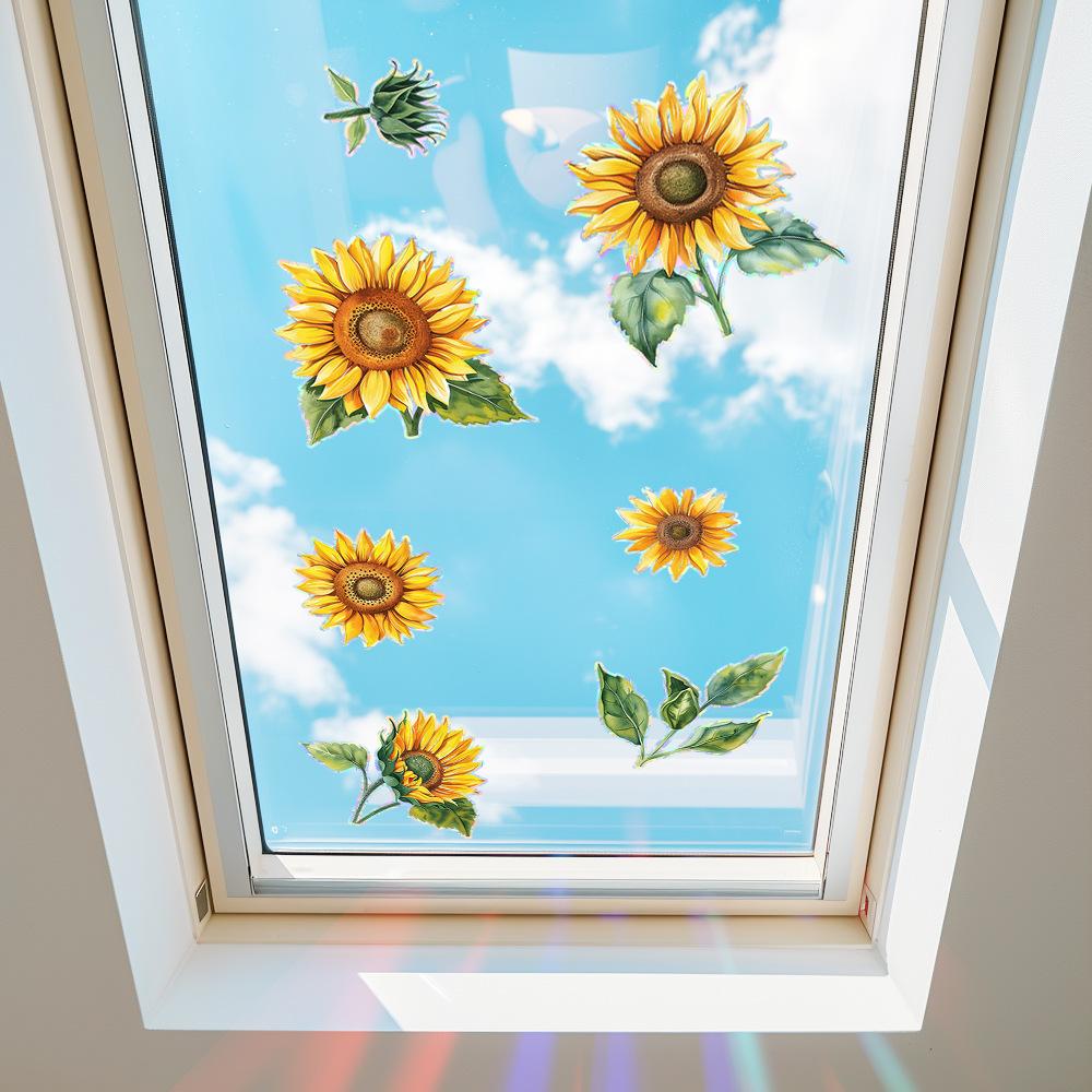Frische Sonnenblume Glasfenster Auslage Balkon Heimverschönerung und Dekoration Antistatische Fensteraufkleber