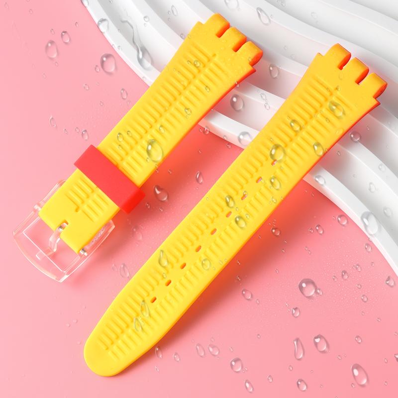 19mm Silicone Soft Bracelet for Swatch Colorful Rubber Watch Band  Sport Replacement Wrist Strap Accessories