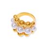 Retro Multi-Layer Splicing Shell Bead Ring Exaggerated High-End Light Luxury Temperament Jewelry Titanium Steel Gold-Plated