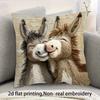 45cm Short Plush Smiling Donkey Pillowcase 2D Flat Printing Cartoon Animal Sofa Cushion Cover Home Decorative Bed Pillow Case Bedding Homes Textiles