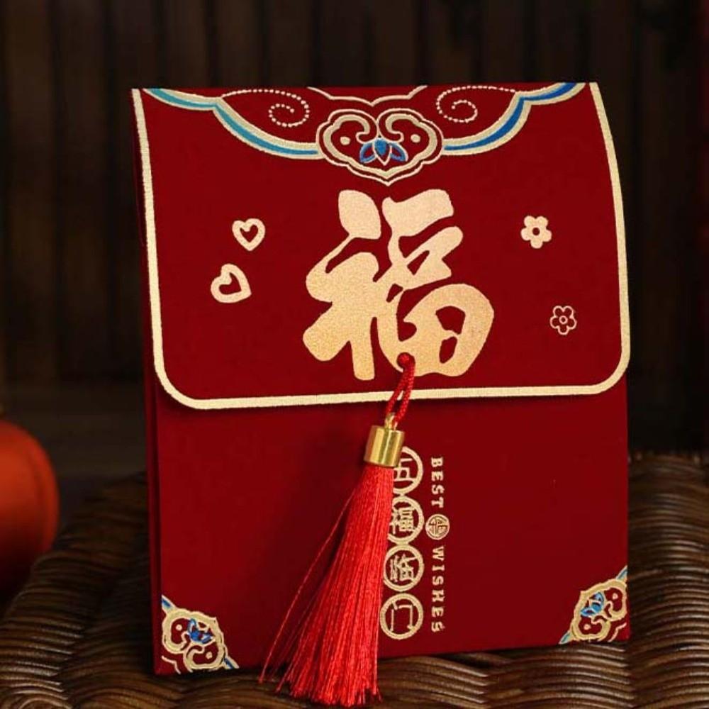 Polyester Spring Festival Red Envelope Traditional God of Wealth Red Pocket  Wedding