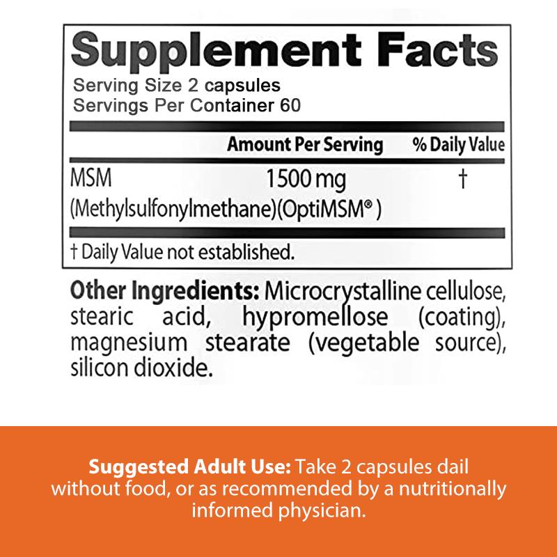 Pslalae contains MSM supplements to support joint health, boost the immune system, has antioxidant properties, and is non-GMO.