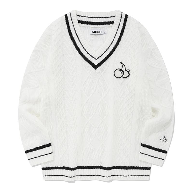 KIRSH Middle Cherry Twist V-Neck Knit [Ivory]