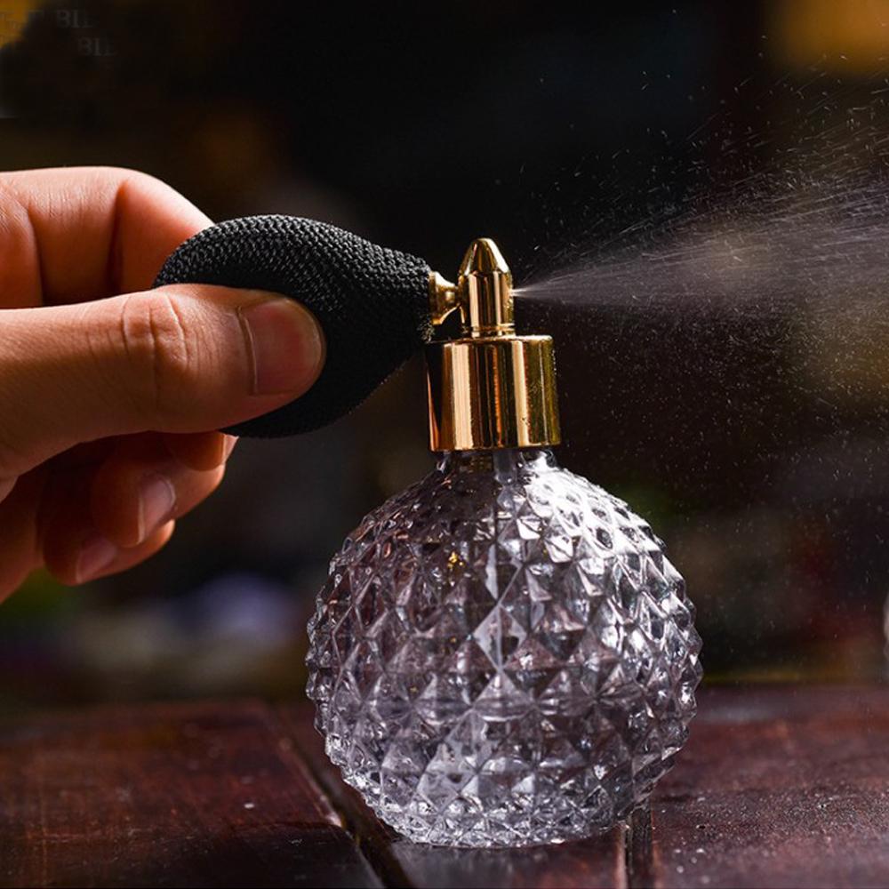 100ml Przenośna Vintage Kryształowa Szklana Butelka na Perfumy z Atomizerem typu Airbag Pusty Pojemnik Kosmetyczny Mini Wielokrotnego Użycia Butelki Spray