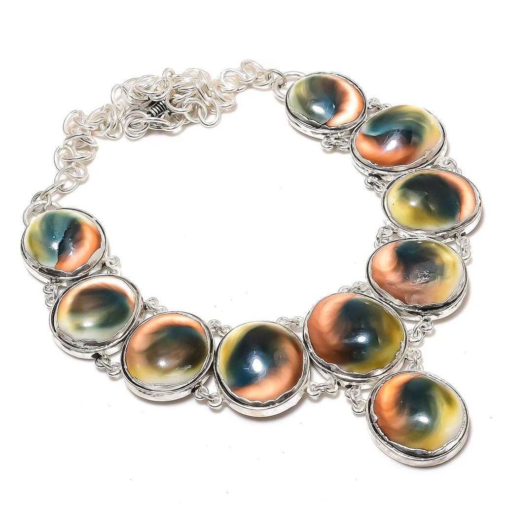 Natural Shiva Eye Gemstone Handmade 925 Sterling Silver Electroform Necklace, Shiva Eye  Silver For Wife Unisex Necklace, Party Wear Gift Mom