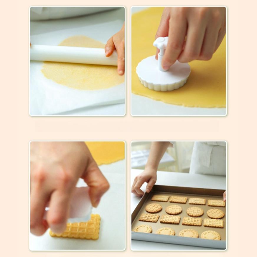 1set 3D Cookie Molds ABS Press Cutters Sandwich Cookie Stamps Baking Utensils Cookie Cutters Embossing Cupcake Bases